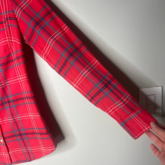 J. Crew Women's Perfect Fit Plaid Button Up Shirt XS Petite Cotton Long Sleeve - Picture 5 of 10